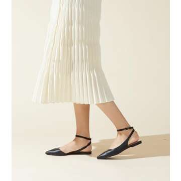 Arromic Women's Slingback Flats Shoes Pointed Toe Two-Way Wear Adjustable Ankle Strap Slip on Flats ...