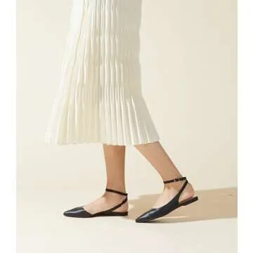 Arromic Women's Slingback Flats Shoes Pointed Toe Two-Way Wear Adjustable Ankle Strap Slip on Flats ...