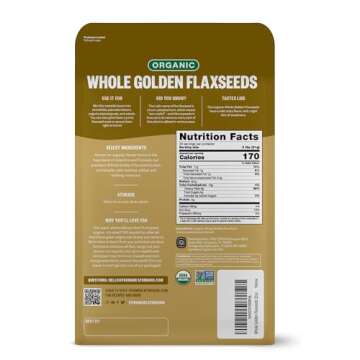 FGO Organic Whole Golden Flax Seeds, 2 Pound / 32oz Bulk Resealable Pouch, For Baking, Cooking & Smo...