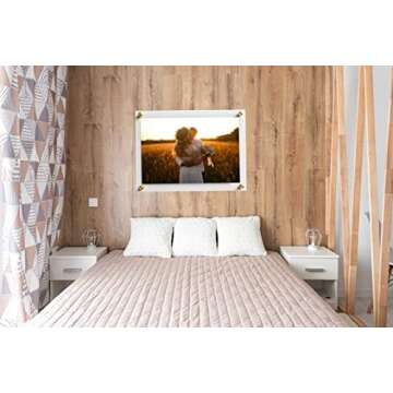 (16" x 20") Clear Acrylic Wall Mount Floating Picture Frame with (Gold Standoffs) Frame-less Double ...