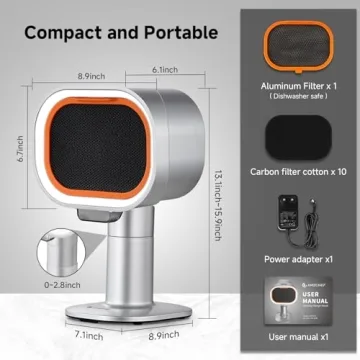 Portable Range Hood - 4-Speed Exhaust Fan with Adjustable Height & Low Noise