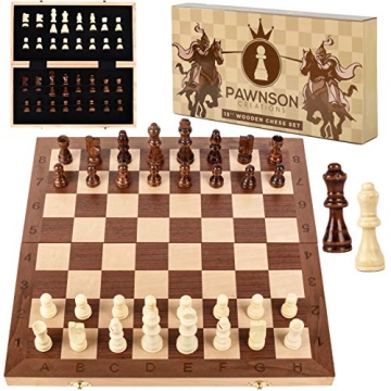 Wooden Chess Set for Kids and Adults - 15 Staunton Chess Set - Large Folding Chess Board Game Sets -...