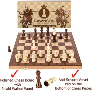 Wooden Chess Set - Large Folding Chess Set with E-Book