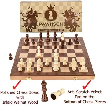 Wooden Chess Set - Large Folding Chess Set with E-Book