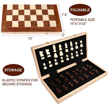 Wooden Chess Set - Large Folding Chess Set with E-Book