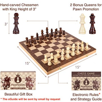 Wooden Chess Set - Large Folding Chess Set with E-Book