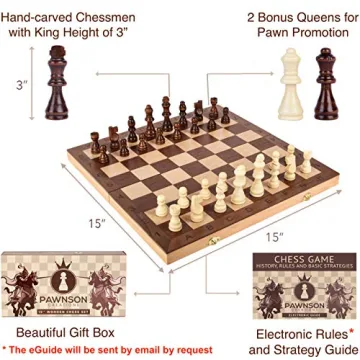 Wooden Chess Set - Large Folding Chess Set with E-Book