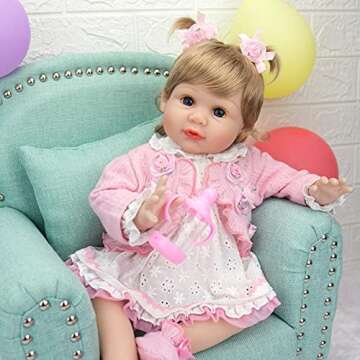 Milidool Lifelike Reborn Baby Dolls Girl - Realistic Newborn Girl Dolls Realistic Silicone Baby Dolls Girl Real Baby Doll Packaged with Bunny Toy Feeding Toy Accessories Gift Set for Kids Age 3+