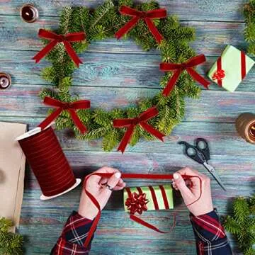 Burgundy Velvet Ribbon for Crafts & Decorations - 60 Yards