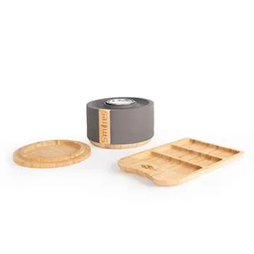 TerraFlame Portable Indoor and Outdoor Smoke Free Clean Burning Gel Fuel S'mores Roaster Tabletop Gift Set with Bamboo Tray - Gray