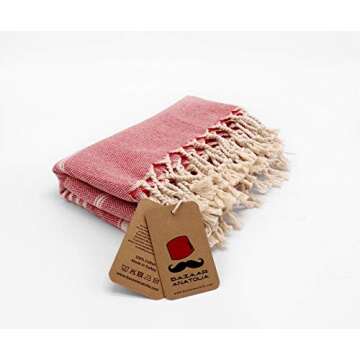 Bazaar Anatolia Turkish Towel 100% Cotton Beach Towel 76x38 Thin Lightweight Travel Camping Bath Sauna Gym Pool Unique Red Towels