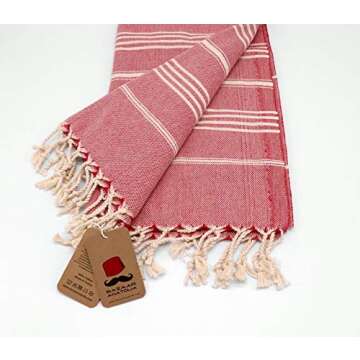 Bazaar Anatolia Turkish Towel 100% Cotton Beach Towel 76x38 Thin Lightweight Travel Camping Bath Sauna Gym Pool Unique Red Towels