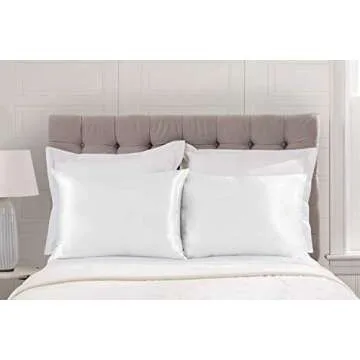ShopBedding Satin Pillowcase with Zipper for Hair and Skin Care, Feels Soft and Cool Like a Silk Pillowcase, White Satin Pillow Cases 2 Pack, Slik Pillow Cover, King Size - Set of 2 - Blissford