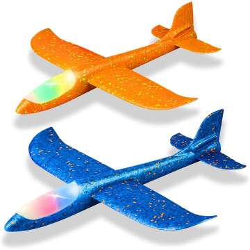 LED Light Foam Airplane 2 Pack for Kids Outdoor Fun