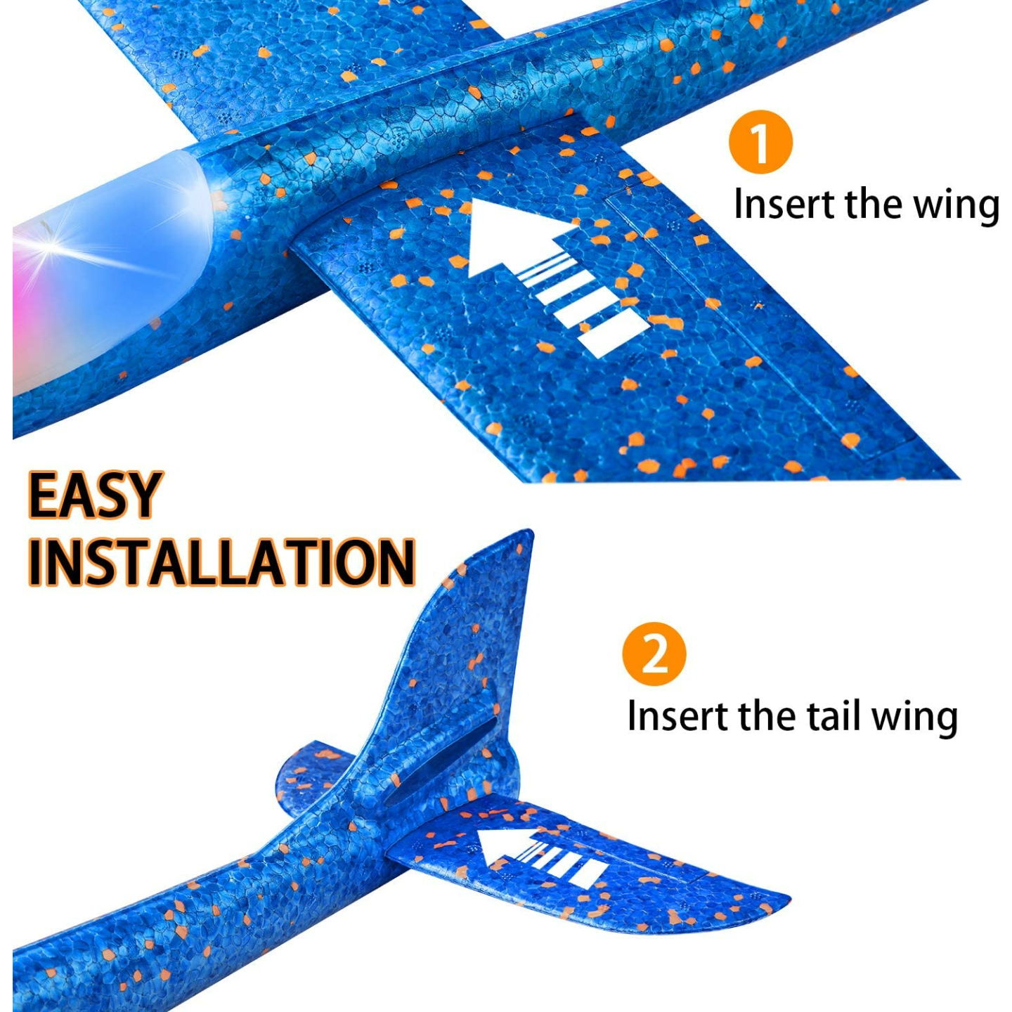 LED Light Foam Airplane 2 Pack for Kids Outdoor Fun