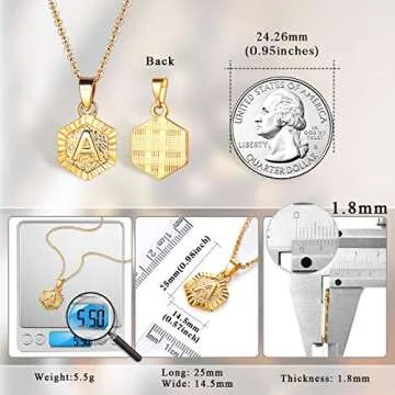 Custom Engraved Gold Hexagon Initial Necklace for Women