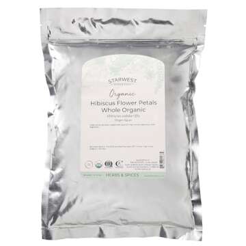 Starwest Botanicals Hibiscus Flowers Whole Petals Organic, 1 Pound