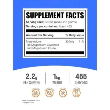 BulkSupplements.com Magnesium Glycinate Powder - Magnesium Bisglycinate, Magnesium Supplement - Glut...