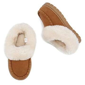 Toddler Kids House Shoes Slippers with Memory Foam Fuzzy and Warm Cozy Comfort Fleece Clog Slip On Sole Protection for Boys Girls Indoor Outdoor U421WETBT-D-Chestnut-21