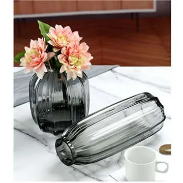 Elegant Black Grey Glass Vase for Stunning Floral Displays