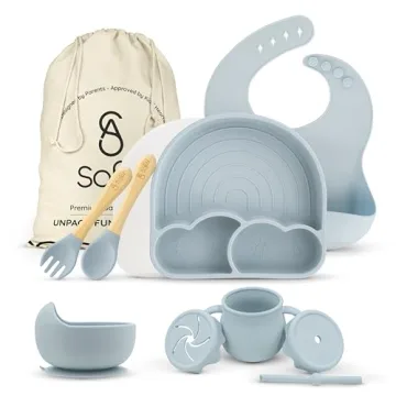All In One Silicone Baby Feeding Set by SofiAl - Non-Toxic and Mess-Free for 6-12 Months