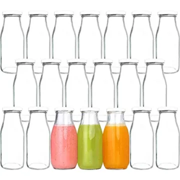 QAPPDA 12 oz Glass Bottles, Vintage Breakfast Shake Containers