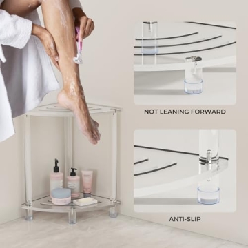 Sumerflos Waterproof Acrylic Shower Stool - Modern & Easy Assemble