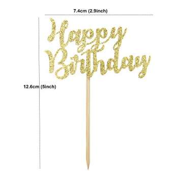 Gold Happy Birthday Cupcake Toppers for Elegant Celebrations