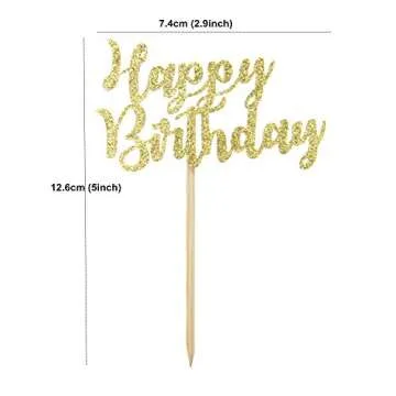 Gold Happy Birthday Cupcake Toppers for Elegant Celebrations