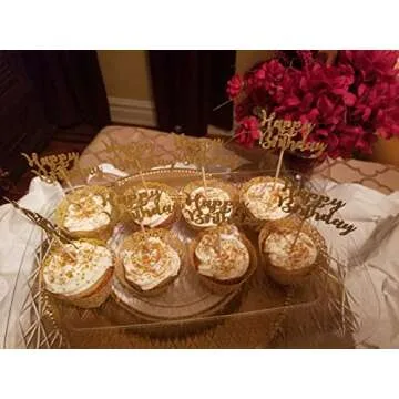 Gold Happy Birthday Cupcake Toppers for Elegant Celebrations