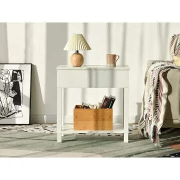 StorageWorks Bamboo Organizers for Shelves, Handcrafted Bamboo Storage Containers for Snacks, Spices, or Drinks, Wooden Crates with Built-in Handles, Medium, 2 Pack