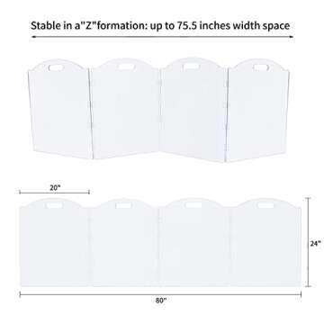 Dog Gate for The House, Clear Acrylic Pet Gate for Dogs, Freestanding Dog Gates for Doorways, Folding Free Standing Puppy Doggy Cat Fence for Inside, Dog Barriers for Home 4 Panel