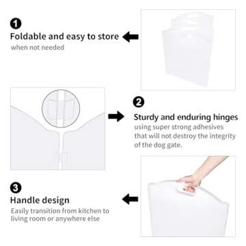 Dog Gate for The House, Clear Acrylic Pet Gate for Dogs, Freestanding Dog Gates for Doorways, Folding Free Standing Puppy Doggy Cat Fence for Inside, Dog Barriers for Home 4 Panel