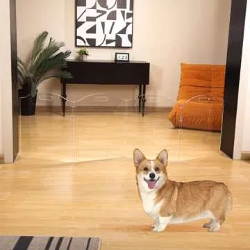 Dog Gate for The House, Clear Acrylic Pet Gate for Dogs, Freestanding Dog Gates for Doorways, Folding Free Standing Puppy Doggy Cat Fence for Inside, Dog Barriers for Home 4 Panel