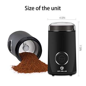 DR MILLS DM-7441 Coffee Grinder Electric, Coffee Bean and Dried Spice Grinder, One Touch Operation, ...