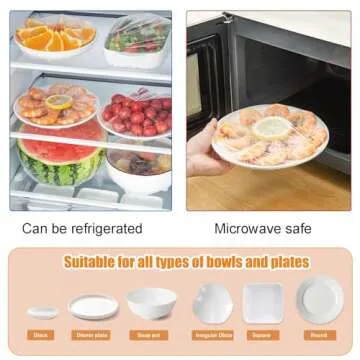 300PCS Bowl Covers Reusable, Plastic Bowl Covers for Bread Proofing with Elastic Clear Food Storage Covers for Leftover, Plastic Food Covers for Bowls for Family Outdoor Picnic (300-PCS)