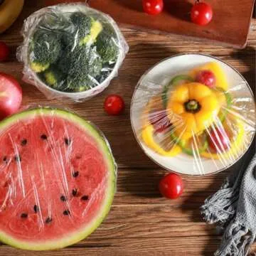 300PCS Bowl Covers Reusable, Plastic Bowl Covers for Bread Proofing with Elastic Clear Food Storage Covers for Leftover, Plastic Food Covers for Bowls for Family Outdoor Picnic (300-PCS)