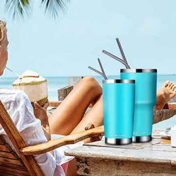 Zonegrace 20oz 30oz Aquamarine Tumbler Set for Travel