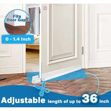 MAXTID Under Door Draft Stoppers 36 Inch White Door Draft Blocker Draft Stoppers for Bottom of Doors Seal Gap Reduce Wind/Breeze, Cold Air, Dust, Smoke, Door Seal Strips Sweeps
