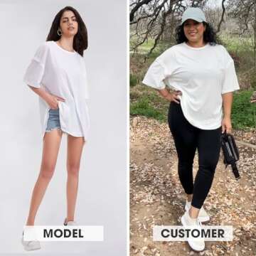 EXLURA Womens Summer Oversized T Shirts 2025 Casual Short Sleeve Loose Maternity Tops Crewneck Tunic...