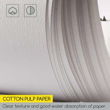 MEEDEN 5X7 Watercolor Paper Block, Textured Surface Watercolor Paper, Cold Pressed, 20 Sheets (140lb/300gsm) Art Paper for Watercolor Gouache Ink Acrylic and More