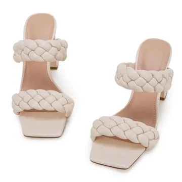 Syktkmx Women's Braided Heeled Sandals - Fashionable & Comfortable