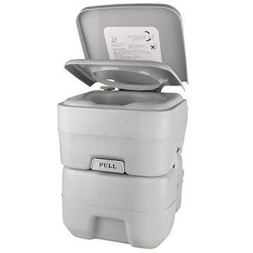 GOLDPAR Portable Travel Toilet Indoor Outdoor Porta Potty, 5.3 Gallon Double-outlet Toilet, Standard...