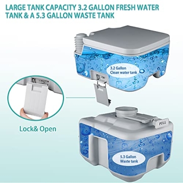GOLDPAR 5.3 Gallon Portable Travel Toilet for RV Adventures