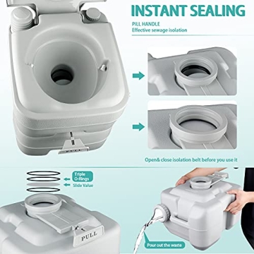 GOLDPAR 5.3 Gallon Portable Travel Toilet for RV Adventures