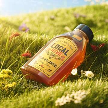 Local Hive Mid Atlantic Raw Unfiltered Honey – 16 oz, 100% Pure US Honey, Sourced from American Bees and Beekeepers - Natural Sweetener, Ideal for Tea, Baking, and Cooking