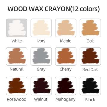 Boncart Wood Filler Sticks,12colors Wood Wax Crayons for Repairing Scratches, Scuffs, Cracks, and Na...