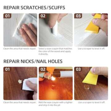 Boncart Wood Filler Sticks,12colors Wood Wax Crayons for Repairing Scratches, Scuffs, Cracks, and Nail Holes on Wood Furniture, Floors, Cabinets, Tables, and Doors