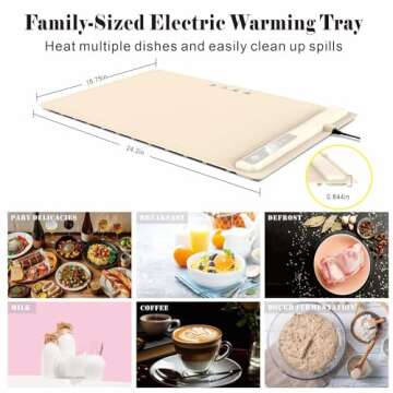 Electric Warming Tray with Adjustable Temperature, Roll Up Portable Silicone Food Warmer Heater Mat,...