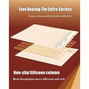 Electric Warming Tray with Adjustable Temperature, Roll Up Portable Silicone Food Warmer Heater Mat, 3 Temperature Settings -Versatile Food Warmer for Gatherings, Parties Buffets,Everyday Use